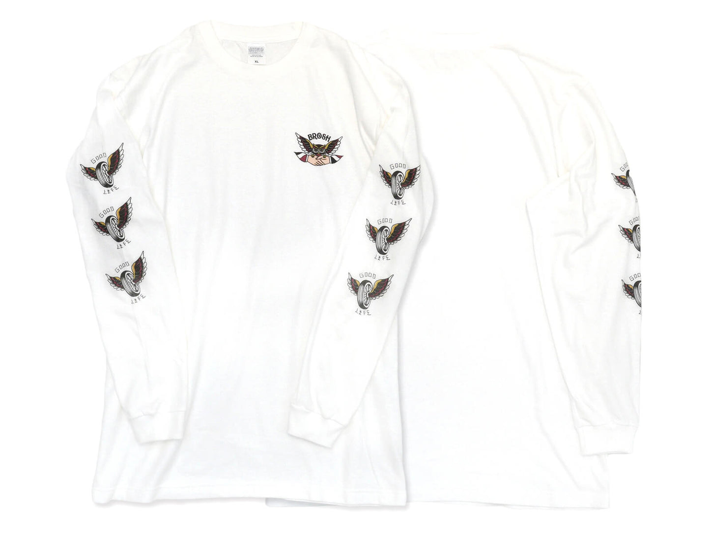 BROSH Good Life L/S TEE - X-Large — side view — barber brand clothing | premium Japanese hair products