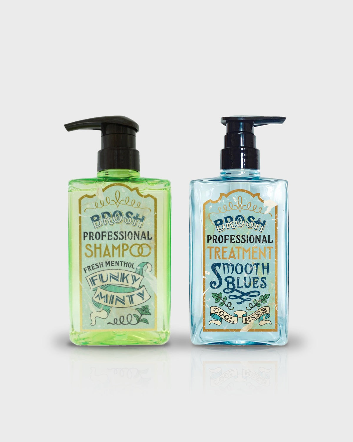 BROSH Funky Minty Shampoo 400ml and Smooth Blues Treatment 400ml duo