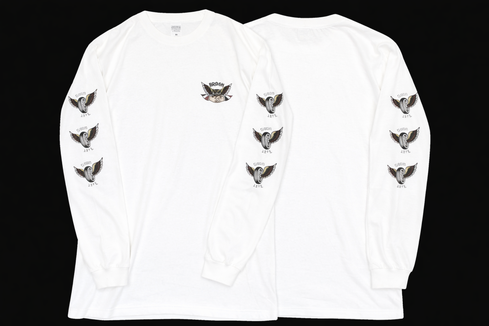 BROSH Good Life L/S TEE - X-Large — close-up — barber brand clothing | premium Japanese hair products