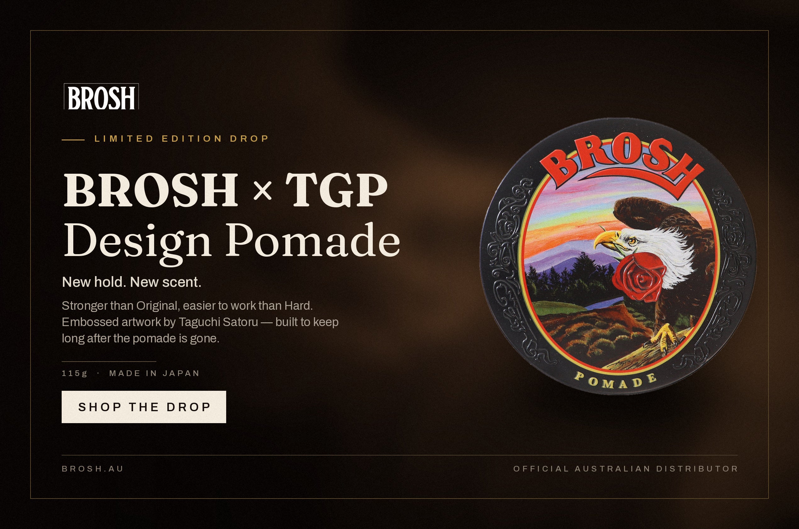 BROSH × TGP Design Pomade 115g limited edition drop — shop now at BROSH Australia